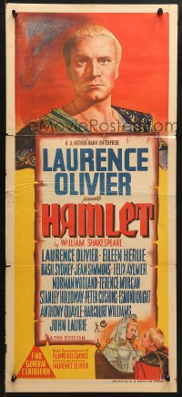 7g800 HAMLET Aust daybill 1949 Laurence Olivier in William Shakespeare classic, Best Picture winner!