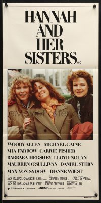 7g801 HANNAH & HER SISTERS Aust daybill 1986 Allen directed, Mia Farrow, Weist & Barbara Hershey!