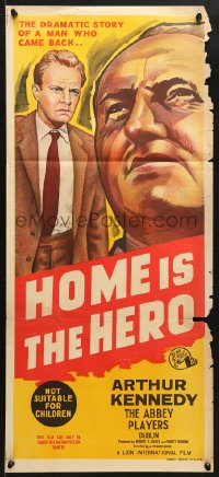 7g811 HOME IS THE HERO Aust daybill 1959 completely different art of Irish Arthur Kennedy!