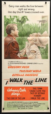 7g823 I WALK THE LINE Aust daybill 1970 Gregory Peck, Tuesday Weld, John Frankenheimer