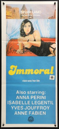 7g825 IMMORAL ONE Aust daybill 1980 Claude Mulot's L'immorale, sexy art of Syliva Lamo!