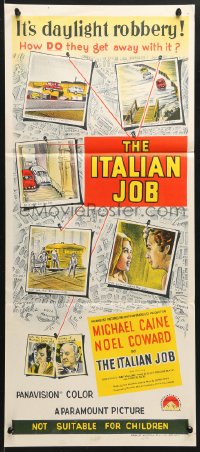 7g832 ITALIAN JOB Aust daybill 1969 Michael Caine crime classic, it's daylight robbery!