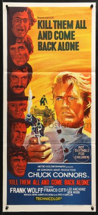 7g841 KILL THEM ALL & COME BACK ALONE Aust daybill 1970 Chuck Connors with gun + six top stars!