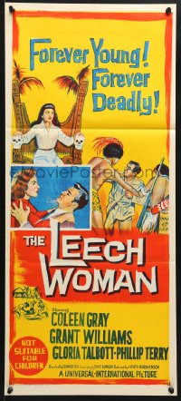 7g845 LEECH WOMAN Aust daybill 1960 female vampire drained love & life from every man she trapped!
