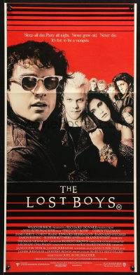 7g851 LOST BOYS Aust daybill 1987 teen vampire Kiefer Sutherland, directed by Joel Schumacher!