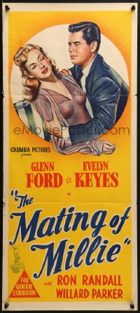 7g863 MATING OF MILLIE Aust daybill 1947 great romantic art of Glenn Ford & Evelyn Keyes!