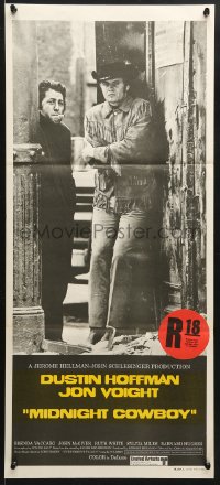 7g865 MIDNIGHT COWBOY Aust daybill 1969 classic image of Dustin Hoffman & Jon Voight!
