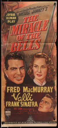 7g866 MIRACLE OF THE BELLS Aust daybill 1948 art of Frank Sinatra, Alida Valli & Fred MacMurray!