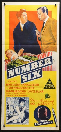 7g877 NUMBER SIX Aust daybill 1962 Ivan Desny, Nadja Regin, Michael Goodliffe, Brian Bedford!
