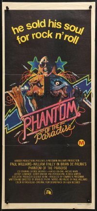 7g886 PHANTOM OF THE PARADISE Aust daybill 1974 Brian De Palma, he sold his soul for rock n' roll!