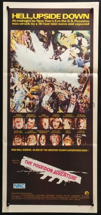7g892 POSEIDON ADVENTURE Aust daybill 1973 Gene Hackman & Stella Stevens escaping by Mort Kunstler!