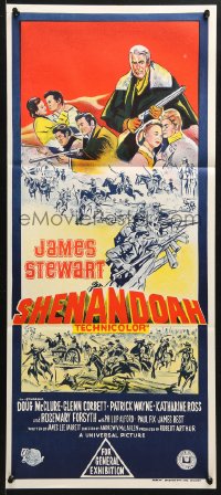 7g922 SHENANDOAH Aust daybill 1965 great hand litho of James Stewart in the Civil War!
