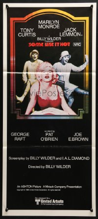 7g929 SOME LIKE IT HOT Aust daybill R1980 sexy Marilyn Monroe, Tony Curtis & Lemmon in drag!
