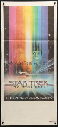 7g933 STAR TREK Aust daybill 1979 art of William Shatner & Leonard Nimoy by Bob Peak, no credits!
