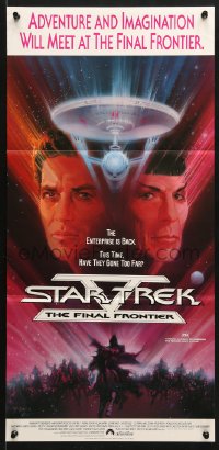 7g936 STAR TREK V Aust daybill 1989 The Final Frontier, William Shatner & Leonard Nimoy by Peak!