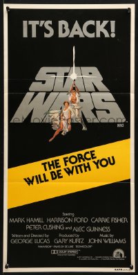 7g937 STAR WARS Aust daybill R1981 George Lucas classic epic, art by Tom Jung!