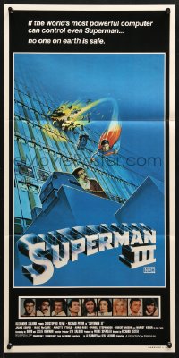 7g943 SUPERMAN III Aust daybill 1983 different art of Christopher Reeve flying, Richard Pryor!