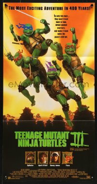 7g947 TEENAGE MUTANT NINJA TURTLES III Aust daybill 1993 Turtles are back in time, feudal Japan!
