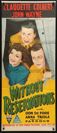 7g976 WITHOUT RESERVATIONS Aust daybill 1946 John Wayne, Claudette Colbert & Don DeFore, rare!