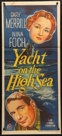 7g981 YACHT ON THE HIGH SEAS Aust daybill 1956 art of Gary Merrill, Nina Foch!