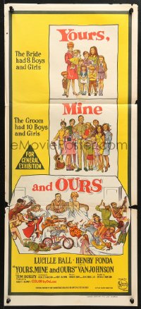 7g983 YOURS, MINE & OURS Aust daybill 1968 art of Henry Fonda, Lucy Ball & their 18 kids!