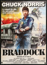 7g392 BRADDOCK: MISSING IN ACTION III German 1988 great art of Chuck Norris w/grenade launcher!