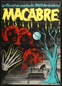 7g451 MACABRE German 1959 William Castle, Garn art of screaming women + graveyard!