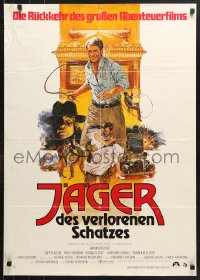 7g474 RAIDERS OF THE LOST ARK German R1982 different art of Harrison Ford by Brian Bysouth!