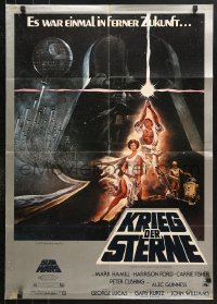 7g491 STAR WARS German 1977 George Lucas sci-fi epic, classic artwork by Tom Jung!