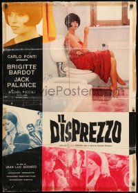 7g227 LE MEPRIS Italian 26x37 pbusta 1964 Jean-Luc Godard's Contempt, sexiest Brigitte Bardot!