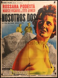 7g254 NOSOTROS DOS Mexican poster 1957 Emilio Fernandez, great close-up art of Rossana Podesta!