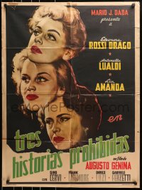 7g259 THREE FORBIDDEN STORIES Mexican poster 1951 Augusto Genina's Tre storie proibite, Italian sex!