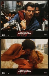 7g127 TOMORROW NEVER DIES 12 French LCs 1997 Pierce Brosnan as Bond, Michelle Yeoh, Teri Hatcher!