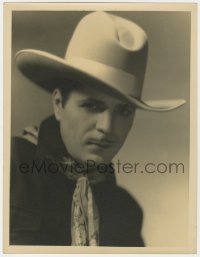 7h408 WARNER BAXTER deluxe 10x13 still 1920s waist-high portrait in cowboy hat by Hurrell!