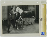 7h086 WRONG AGAIN slabbed 8x10 still 1929 Stan Laurel & Oliver Hardy with horse, Leo McCarey!