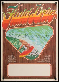 7j060 FLUID DRIVE Aust special poster 1974 cool surfing artwork by Steve Core & Hugh McLeod!