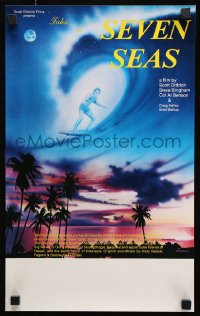 7j063 TALES OF THE SEVEN SEAS Aust special poster 1981 cool surfing image and art of surfer in sky!