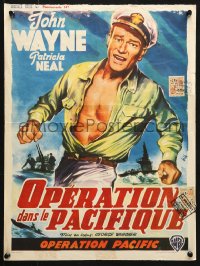 7j081 OPERATION PACIFIC Belgian 1951 different Wik artwork of Navy sailor John Wayne!