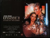 7j479 ATTACK OF THE CLONES advance DS British quad 2002 Christensen & Natalie Portman, Star Wars!