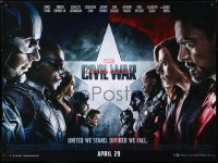 7j486 CAPTAIN AMERICA: CIVIL WAR advance DS British quad 2016 Marvel, Evans, Robert Downey Jr.!