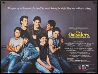 7j556 OUTSIDERS British quad 1983 different art of Howell, Dillon, Macchio, Swayze, top cast!