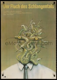 7j179 CURSE OF SNAKES VALLEY East German 23x32 1989 completely wild snake-head artwork!