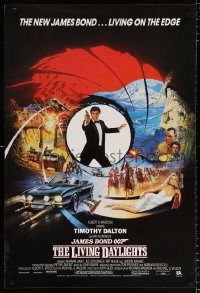 7j475 LIVING DAYLIGHTS English 1sh 1987 Timothy Dalton as James Bond, art montage by Brian Bysouth!