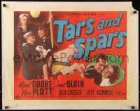 7j474 TARS & SPARS English 1/2sh 1946 sailor Sid Caesar & Janet Blair on carousel horse!