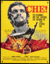 7j277 CHE French 23x30 1969 cool different Grinsson art of Omar Sharif as Guevara!