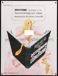7j283 DICTIONNAIRE DE L'EROTISME French 24x32 1970s art of sexy naked blonde reading huge book!