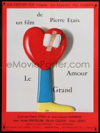 7j297 GREAT LOVE French 23x31 1969 Pierre Etaix's Le Grand Amour, great image of bandaged heart!