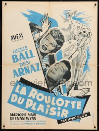 7j308 LONG, LONG TRAILER French 24x32 1954 newlyweds Ball & Arnaz go on honeymoon adventure!