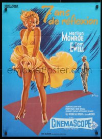 7j321 SEVEN YEAR ITCH French 23x31 R1970s best Grinsson art of Marilyn Monroe's skirt blowing!