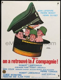 7j322 SEVENTH COMPANY HAS BEEN FOUND style B French 24x32 1975 Morvan art of soldiers in big hats!